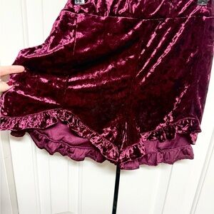 I Love Wine Velvet Ruched Shorts